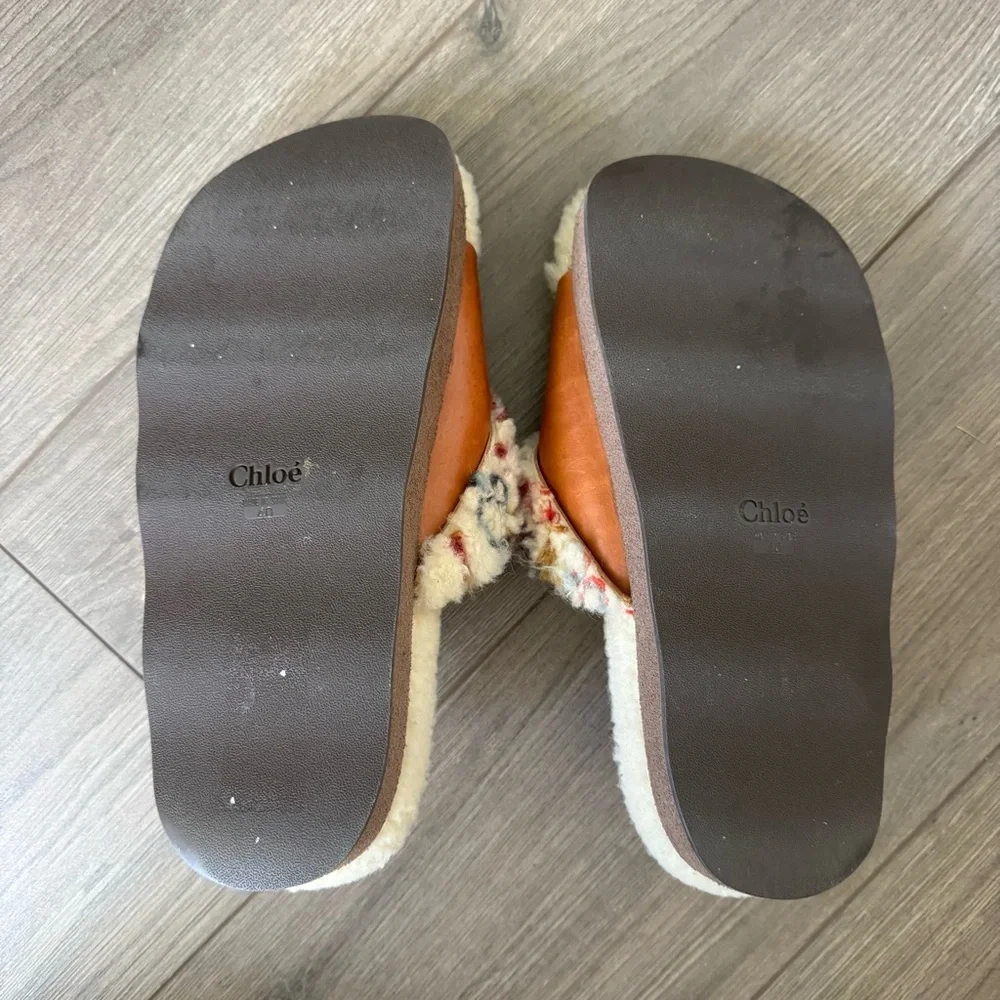 Retail $795! Chloe Shearling Slides Luxury + Comfort! 40 10 - Picture 7 of 7